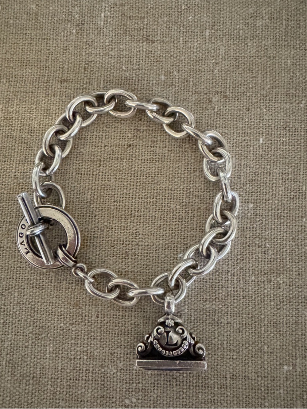 LAGOS Silver Link Toggle Bracelet with Decorative Charm